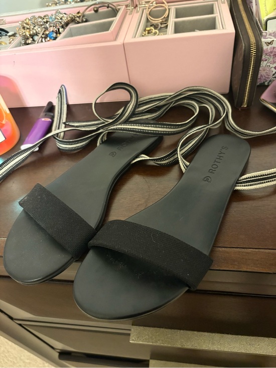 Rothy's Shoes - Rothy's Black Wrap Tie Slide Sandals